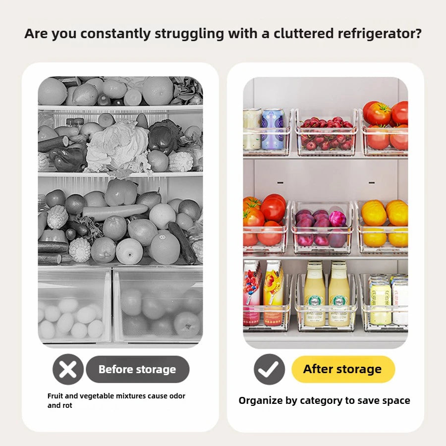 ClearStack™ Fridge Organizer Bin – Space-Saving Refrigerator Storage Container