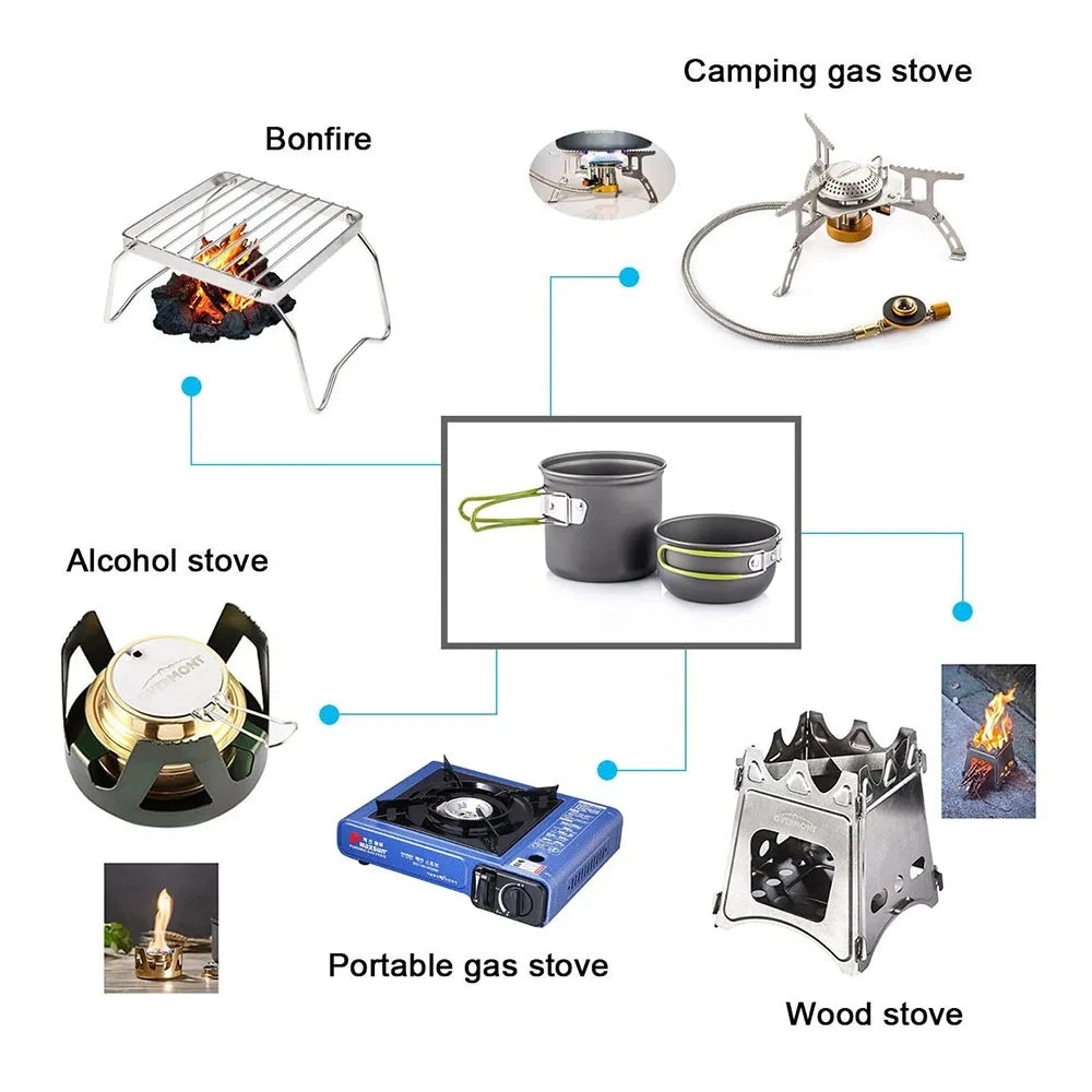 Lightweight Camping Cookware Set - Portable Pot & Pan Kit