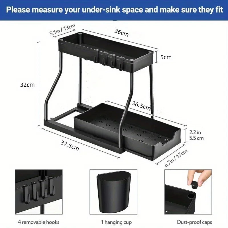 2-Tier Pull-Out Under Sink Storage Organizer