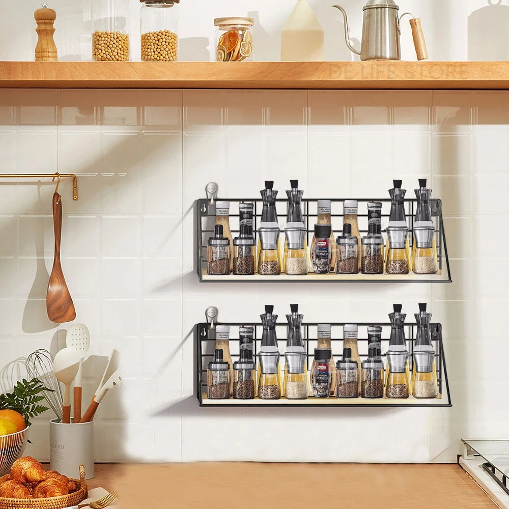 Wall-Mounted Spice Rack Organizer