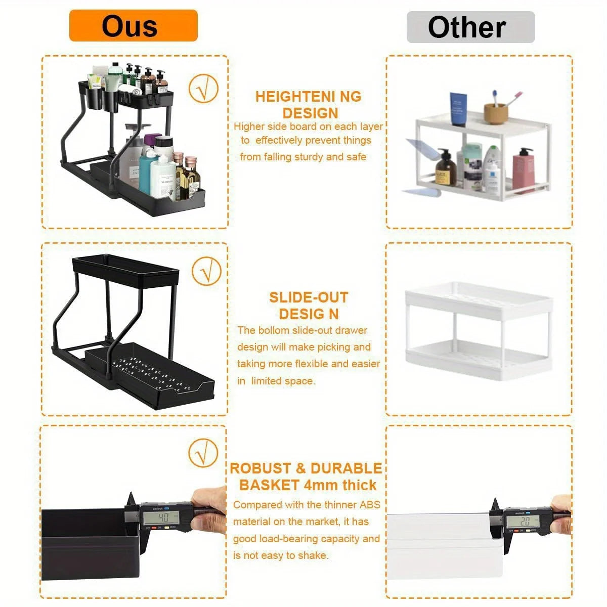 2-Tier Pull-Out Under Sink Storage Organizer