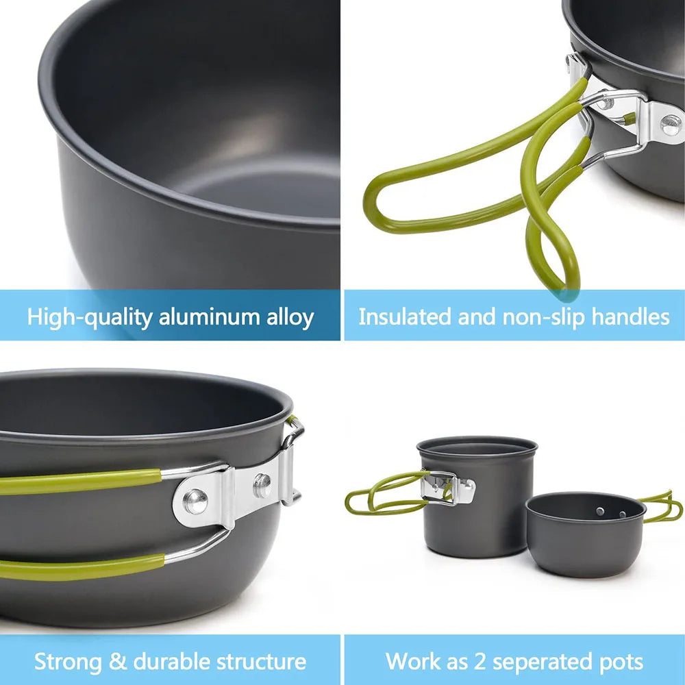 Lightweight Camping Cookware Set - Portable Pot & Pan Kit