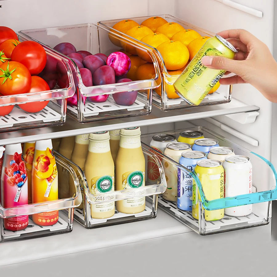 ClearStack™ Fridge Organizer Bin – Space-Saving Refrigerator Storage Container