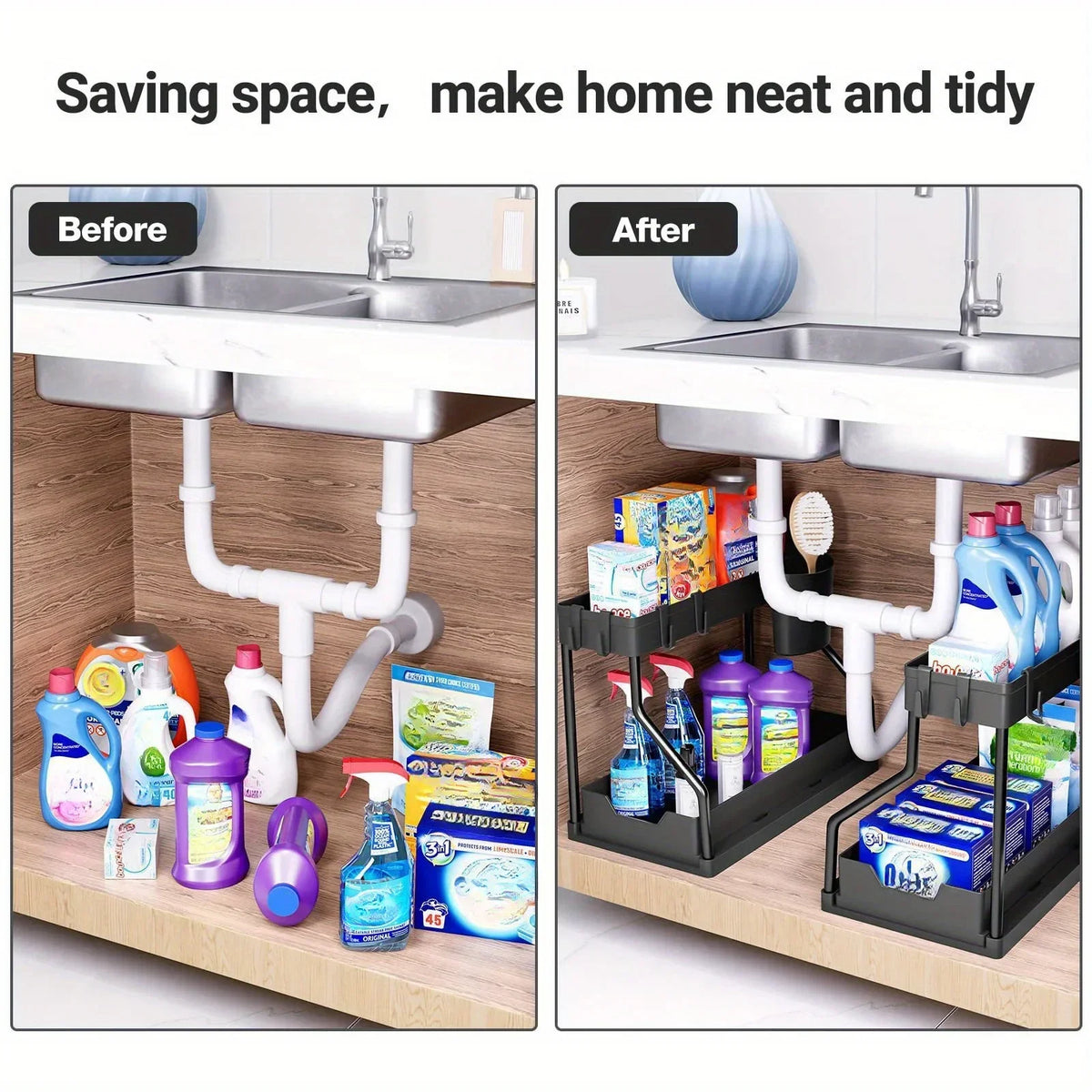 2-Tier Pull-Out Under Sink Storage Organizer