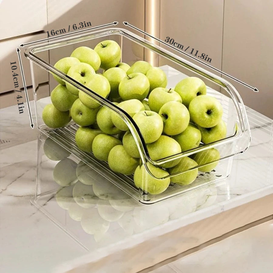 ClearStack™ Fridge Organizer Bin – Space-Saving Refrigerator Storage Container